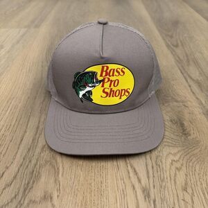Bass Pro Shops Hat Cap Snap Back One Size Gray Mesh Trucker Patch Fishing Mens